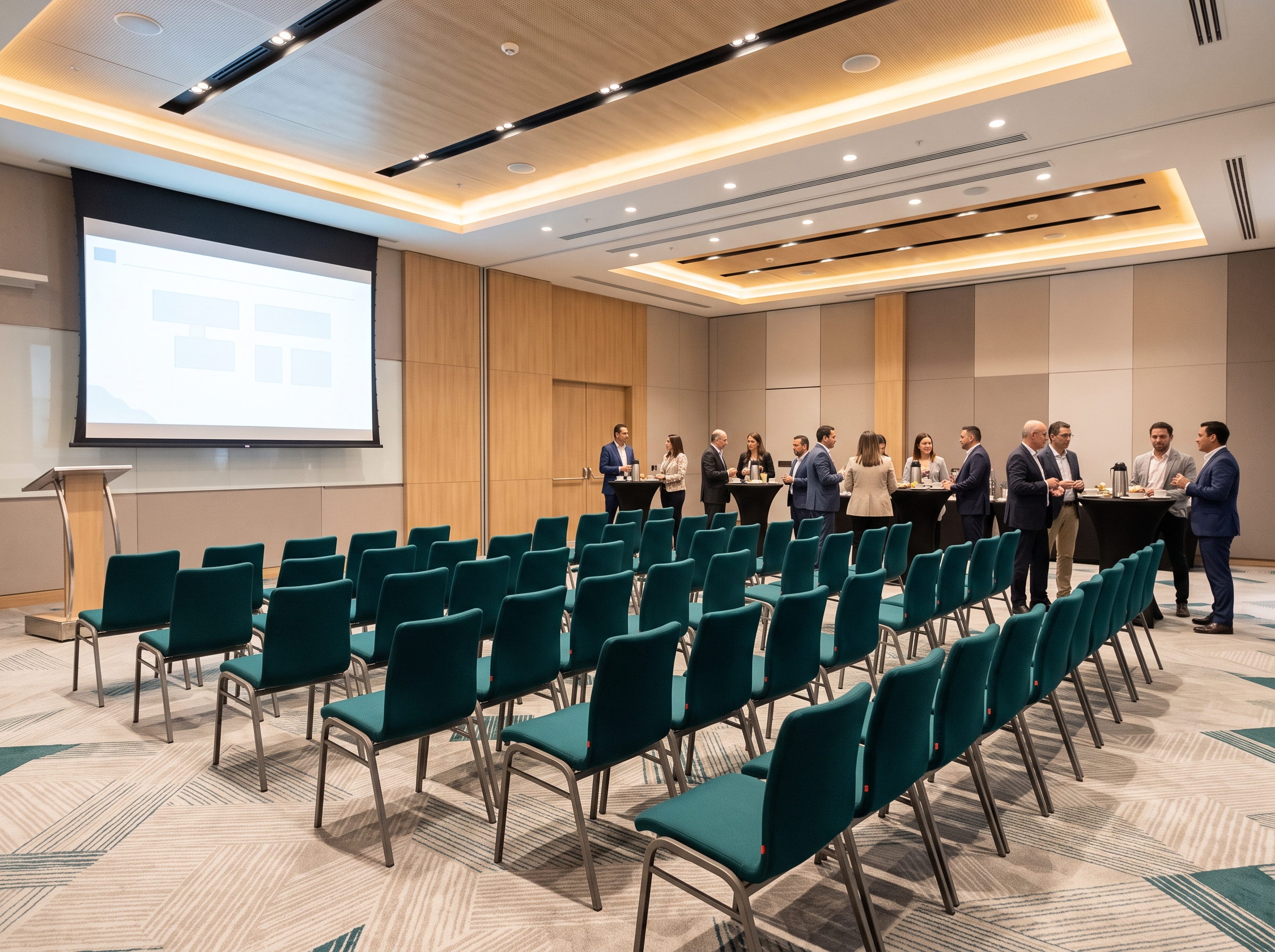 Salón de convenciones de hotel con montaje tipo auditorio