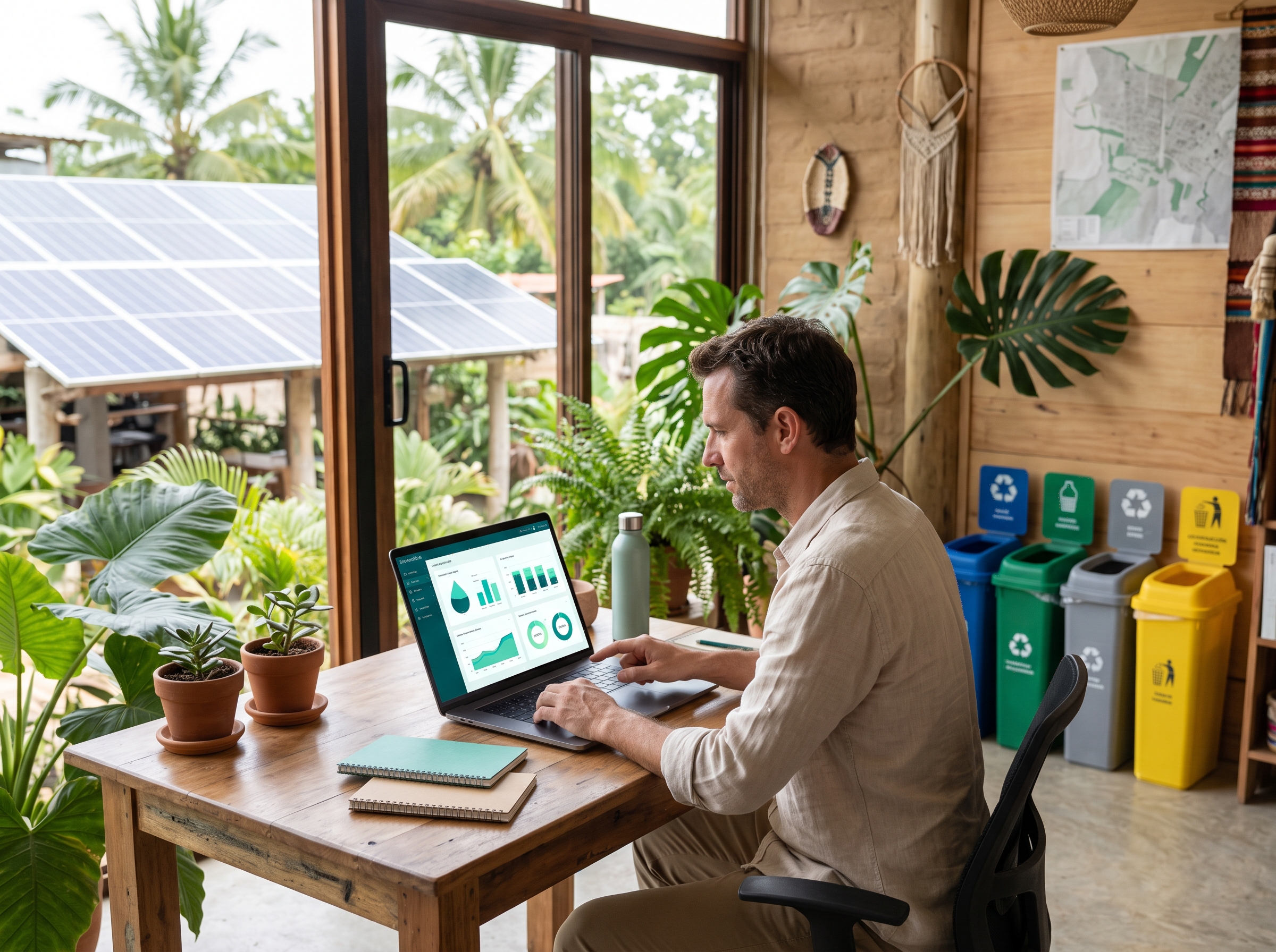 Indicadores de consumo de agua, energía y residuos de un hotel sostenible